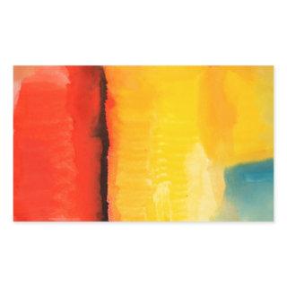 Modern Red Yellow Abstract Painting Rectangular Sticker