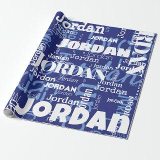 Modern Repeating Name Blue White Font Pattern