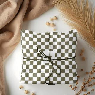 Modern Retro Chequered Pattern Custom Monogram Tissue Paper