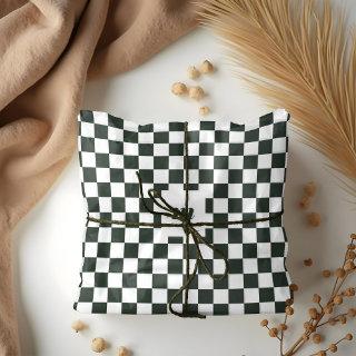 Modern Retro Chequered Pattern Custom Monogram Tissue Paper