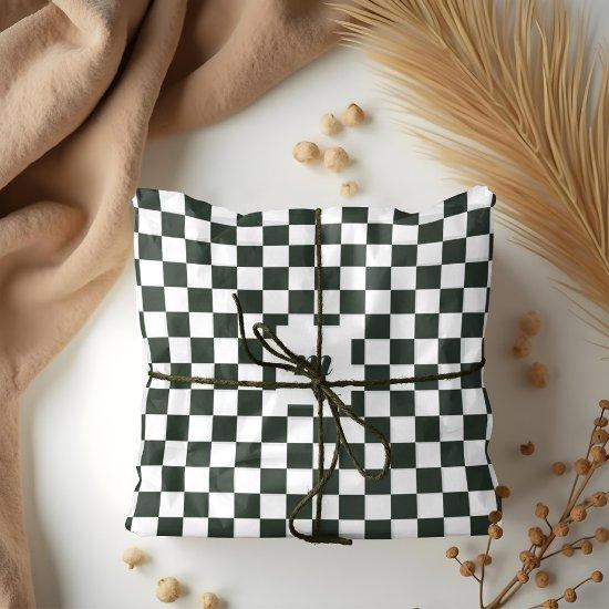 Modern Retro Chequered Pattern Custom Monogram Tissue Paper