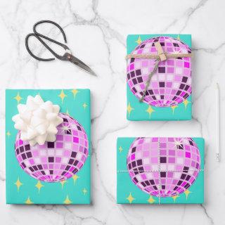 Modern Retro Disco Ball turquoise  Sheets