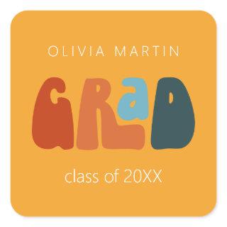 Modern Retro Grad Square Design Square Yellow Square Sticker