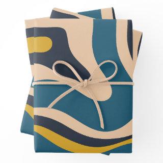 Modern Retro Liquid Swirl Abstract Pattern Blue  Sheets