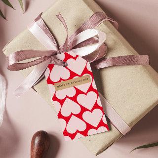 Modern  Romantic Red & Pink Hearts Pattern  Gift Tags