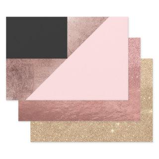 Modern Rose Gold Black Blush Pink Geometric  Sheets