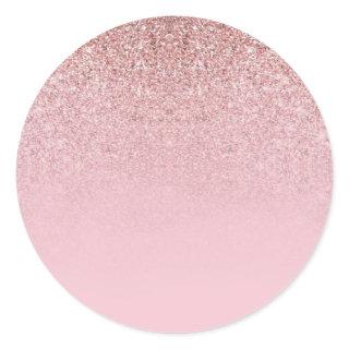 Modern Rose Gold Glitter Blank Template Add Text Classic Round Sticker