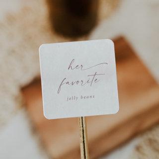 Modern Rose Gold Script Her Favorite Wedding Favor Square Sticker