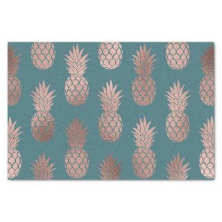 Modern Rose Gold Teal Green Pineapple Pattern Tissue Paper