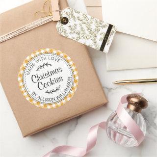 Modern Rustic Homemade Christmas Cookies Yellow Classic Round Sticker