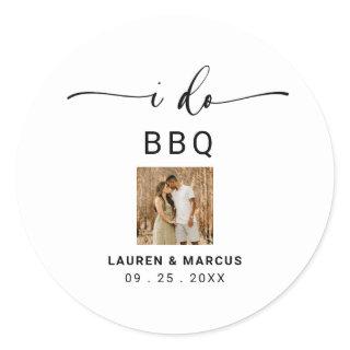 Modern Rustic Photo I Do BBQ  Classic Round Sticker