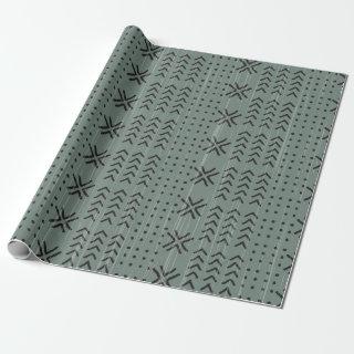 Modern Sage Green Mudcloth African Pattern