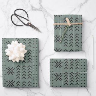 Modern Sage Green Mudcloth African Pattern  Sheets