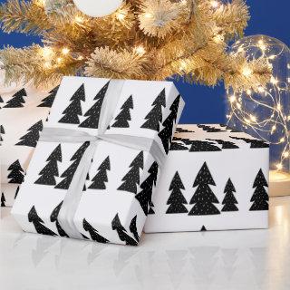 Modern Scandinavian Black Christmas Tree Pattern