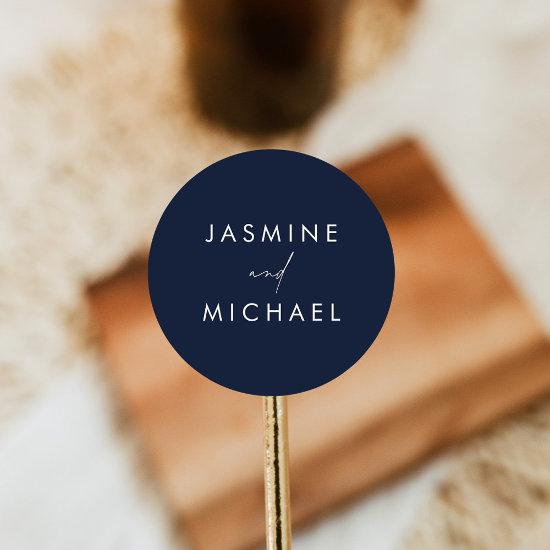 Modern Script Navy Wedding Envelope Seals