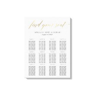 Modern Script Seating Chart Canvas Faux Gold