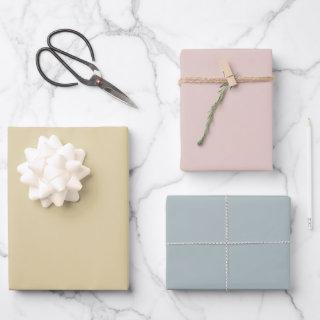 Modern Shades of Pink Green Gold Solid Color 3 Set  Sheets