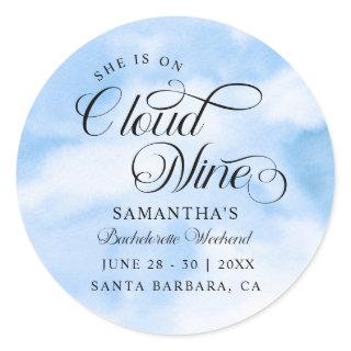 Modern She Is On Cloud 9 Bachelorette Weekend Classic Round Sticker