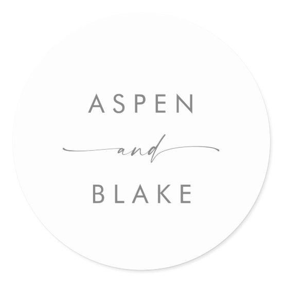 Modern Silver Script Wedding Envelope Seals