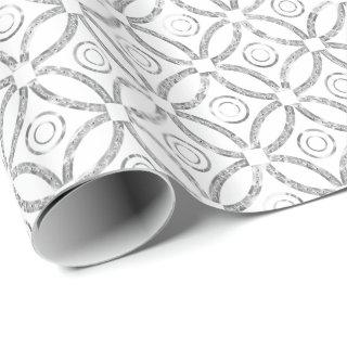 Modern Silver & White Glitter Geometric Pattern