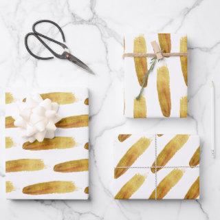 Modern simple abstract gold brush strokes  sheets