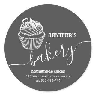 Modern simple  bakery Homemade cupcakes and sweets Classic Round Sticker