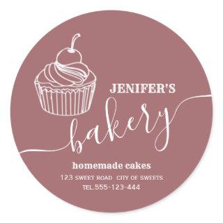 Modern simple  bakery Homemade cupcakes and sweets Classic Round Sticker