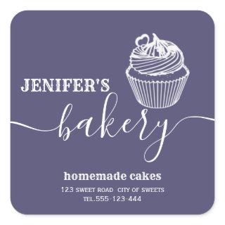 Modern simple  bakery Homemade cupcakes and sweets Square Sticker