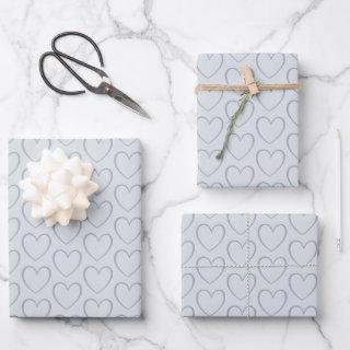 Modern Simple Dusty Blue Cute Heart Pattern   Sheets