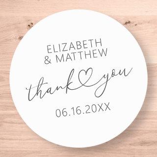 Modern Simple Elegant Chic Minimal Heart Wedding Classic Round Sticker