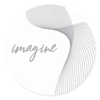 Modern, simple, elegant graphic design of Imagine Classic Round Sticker
