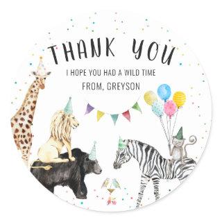 Modern Simple Party Animal Thank You Classic Round Sticker