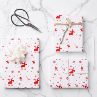 Modern Simple Red Moose Snowflakes  Sheets