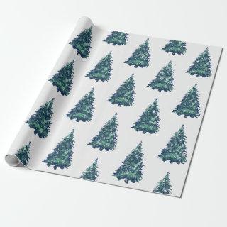 Modern Simple Rustic Snowy Green Christmas Trees