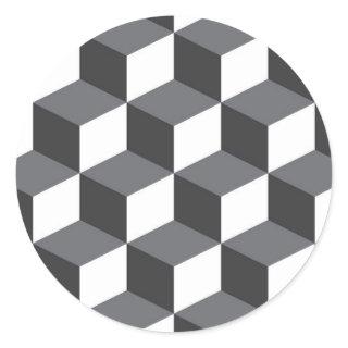 Modern, simple, urban architectural cubes pattern classic round sticker
