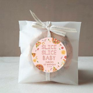 Modern Slice Slice Baby Pizza Party Favors Classic Round Sticker