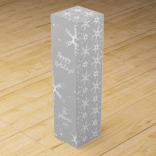 Modern Snowflake Personalized Wine Bottle Gift Box