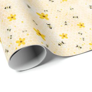 Modern Spring Floral Bees Pattern