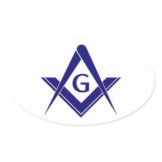 Modern Square & Compasses Oval Sticker