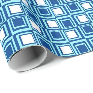 Modern squares, light and dark indigo with white