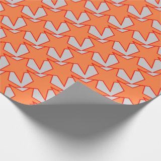 Modern Star Geometric - coral orange and grey