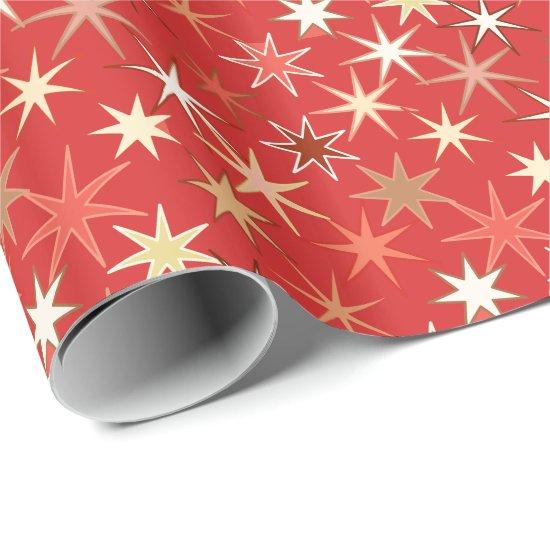 Modern Starburst Print, Deep Mandarin Orange