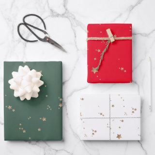 Modern Stars | Minimalist White Green Red Holiday  Sheets