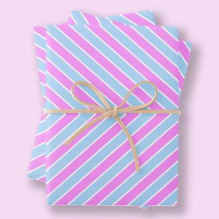 Modern Stripe Cute Light Blue Pastel Pale Pink   Sheets