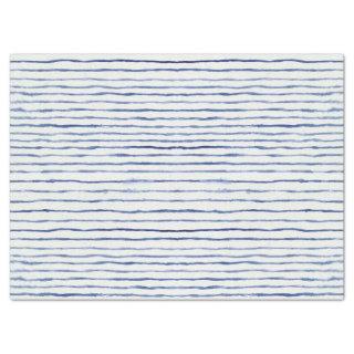 Modern Striped Pattern Watercolor Blue and White  Tissue Paper