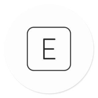 Modern Styled Initial Monogram | White & Black Classic Round Sticker