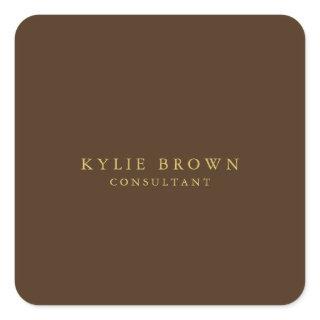 Modern Stylish Brown Gold Professional Square Sticker