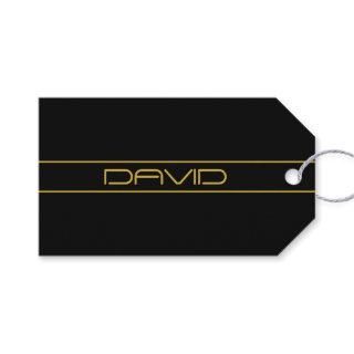 Modern Stylish Editable Gold Text & Stripes Gift Tags