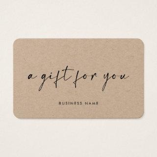 Modern stylish font kraft gift certificate