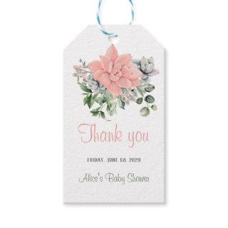 Modern Succulent Watercolor Botanical Green Coral Gift Tags